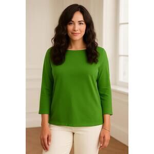 Talbots Women's  Soft Leaf-Green Knit Boatneck Top – Size M